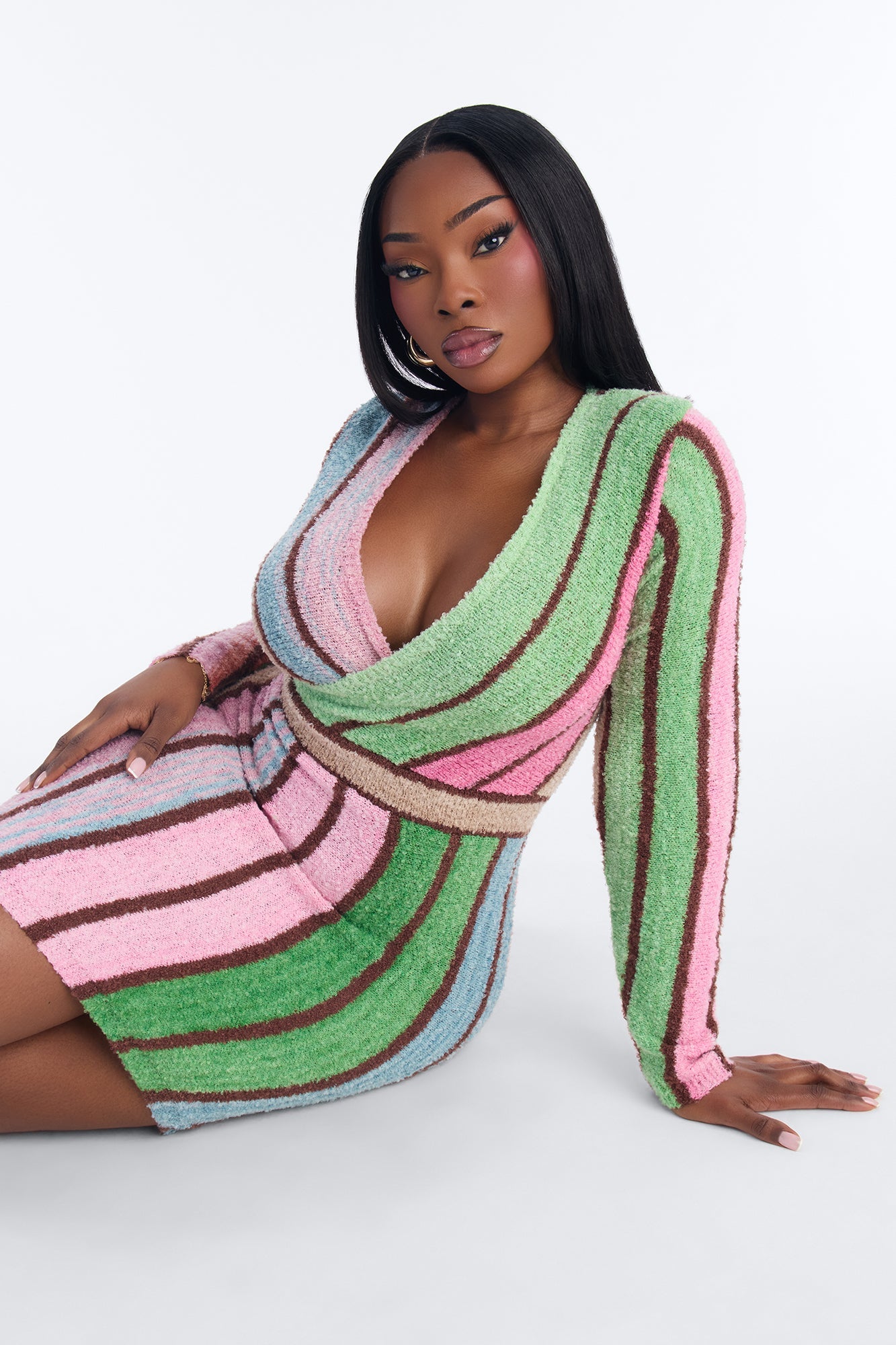 Keepin Cozy Sweater Mini Dress - Multi Color