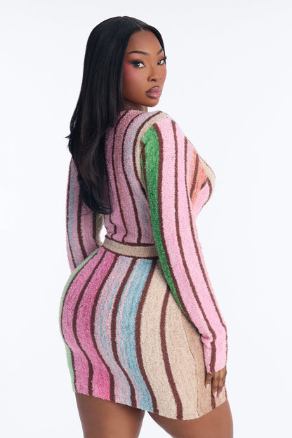 Keepin Cozy Sweater Mini Dress - Multi Color