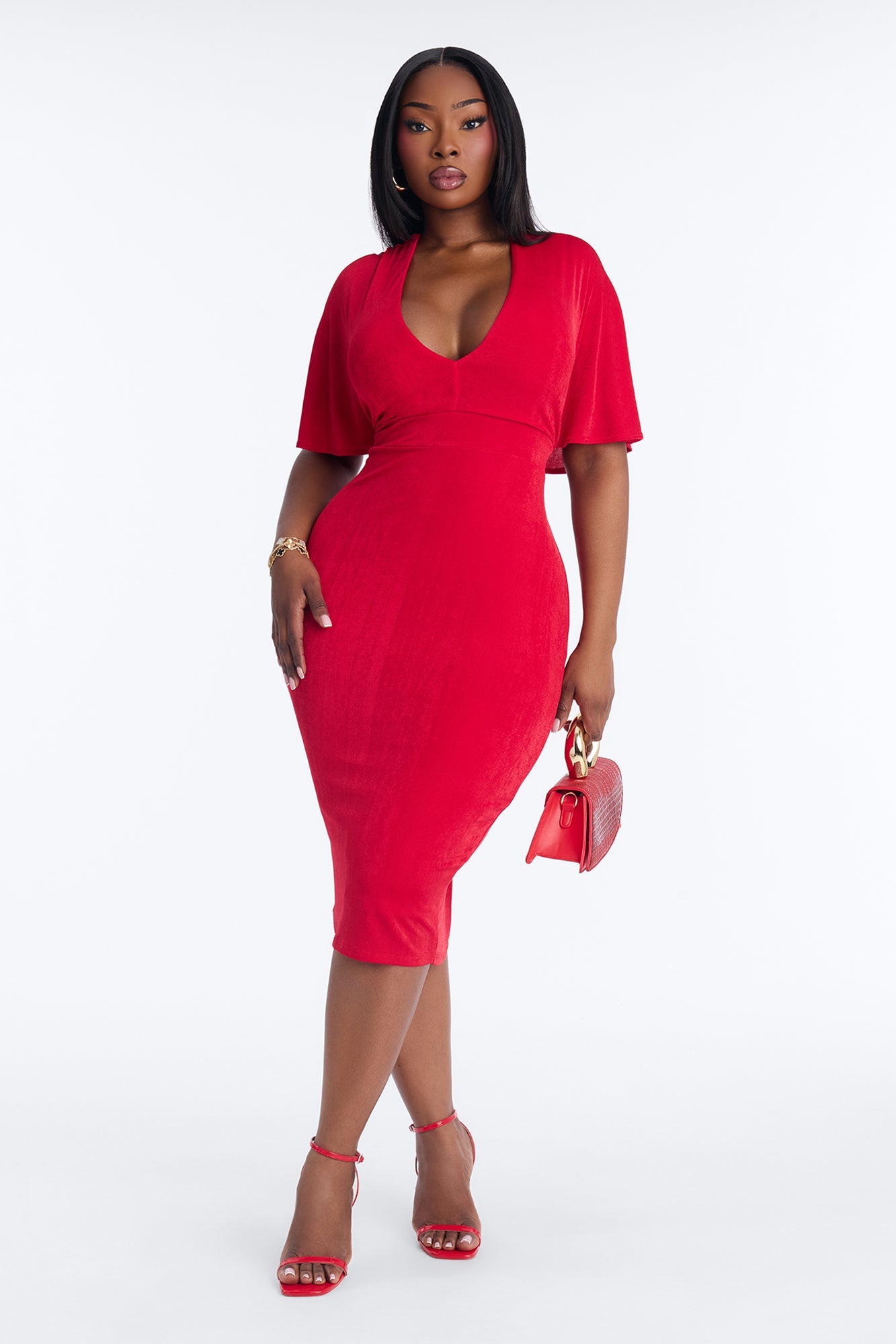 Bexley Slinky Midi Dress - Red