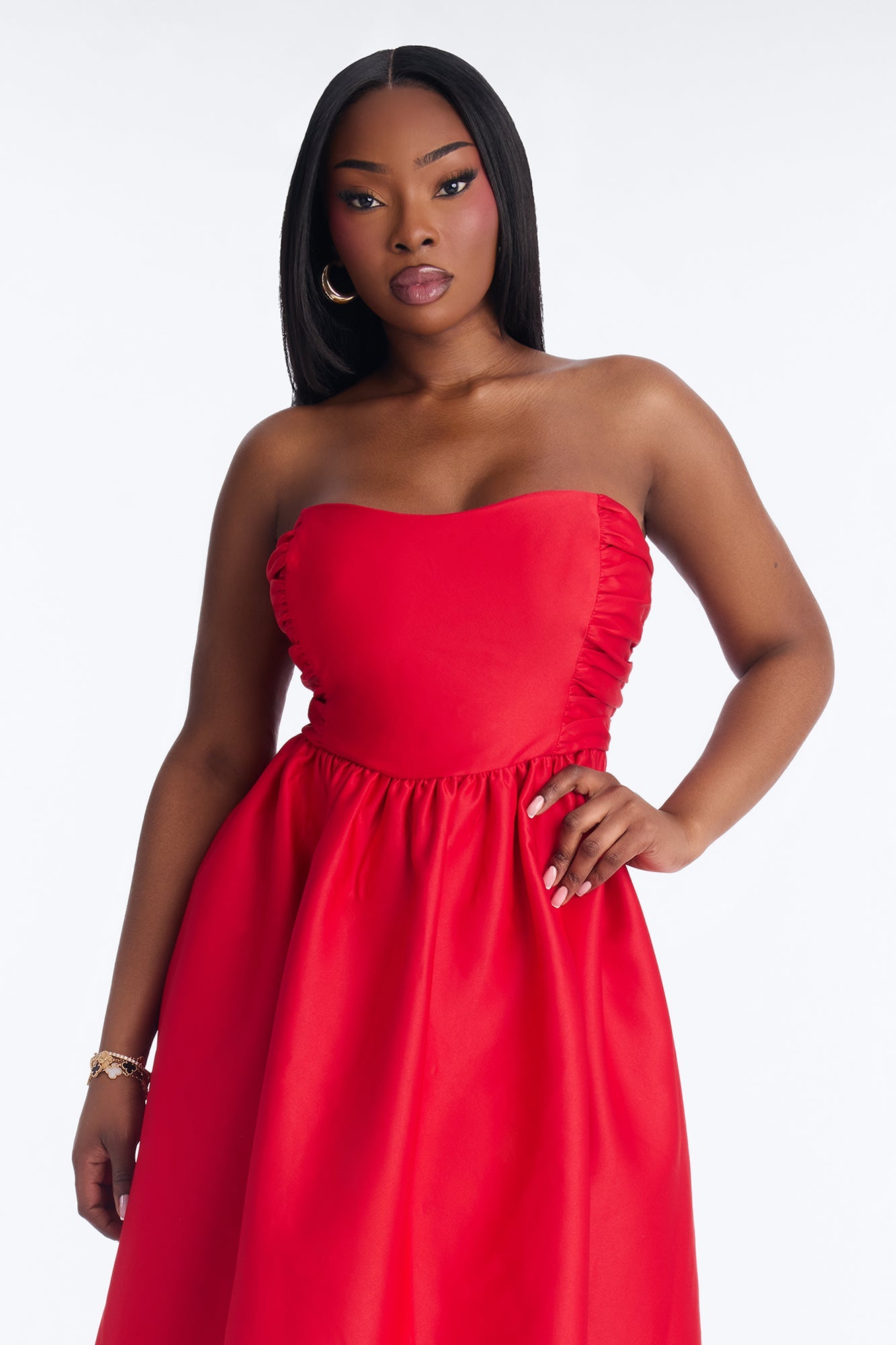Sweet Like Me Taffeta Midi Dress - Red