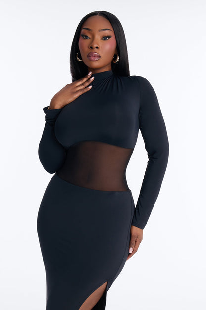 Main Muse Mesh Cut Out Maxi Dress - Black