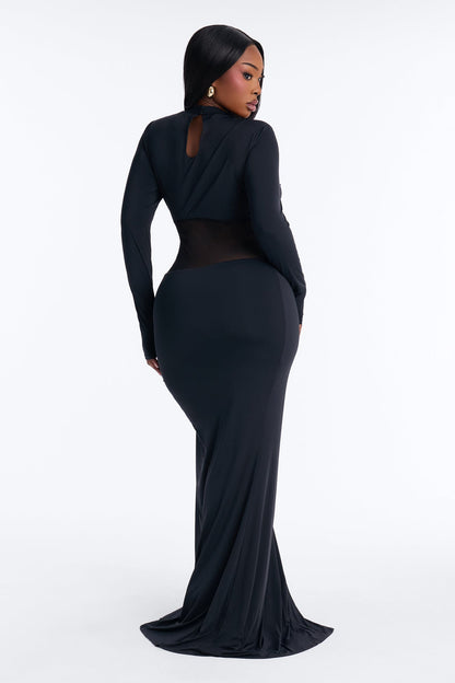 Main Muse Mesh Cut Out Maxi Dress - Black