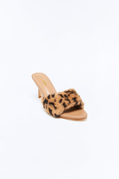 Nellie Faux Fur Trim Heels - Leopard