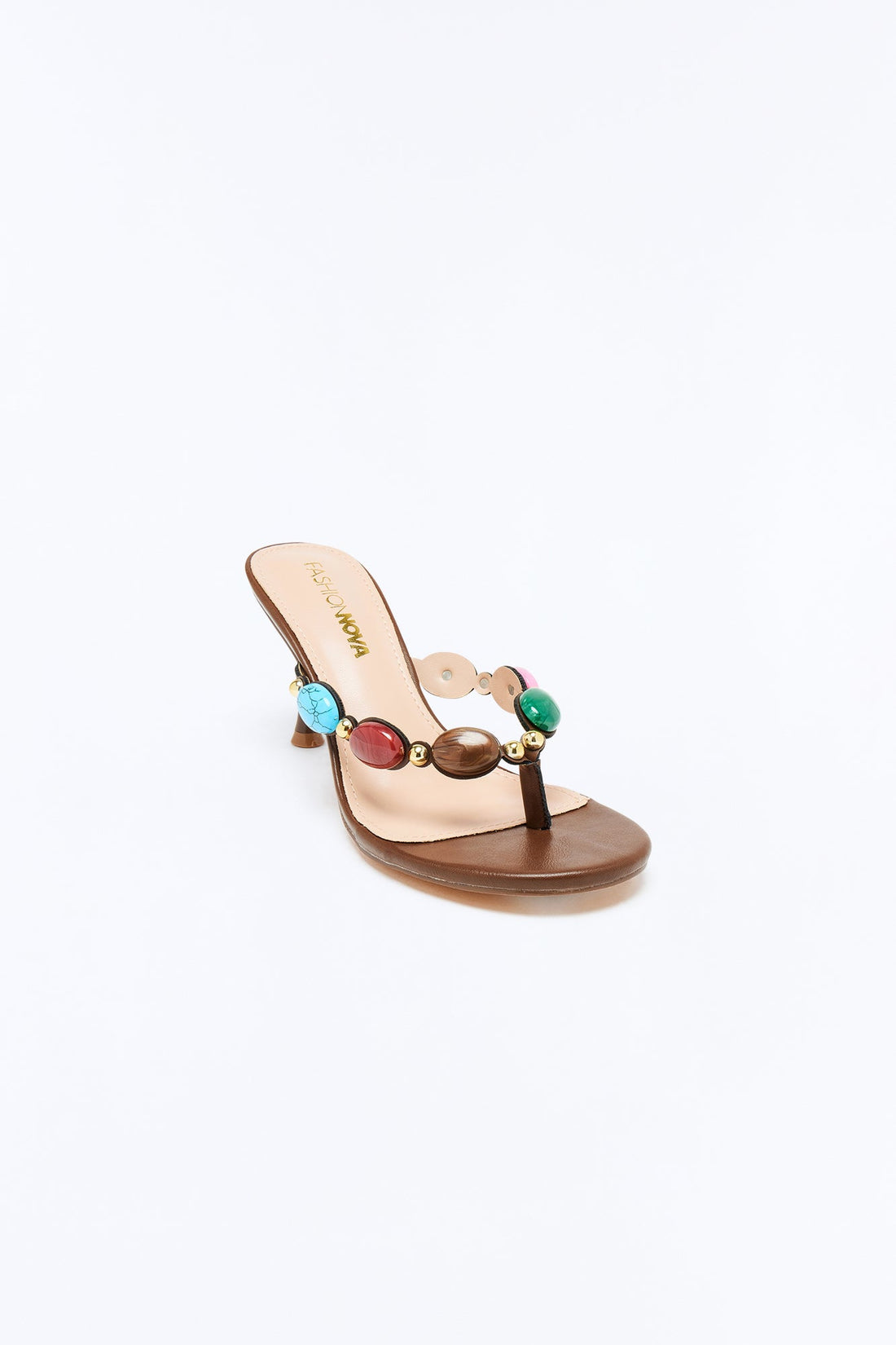 Bay Stone Thong Heels - Brown