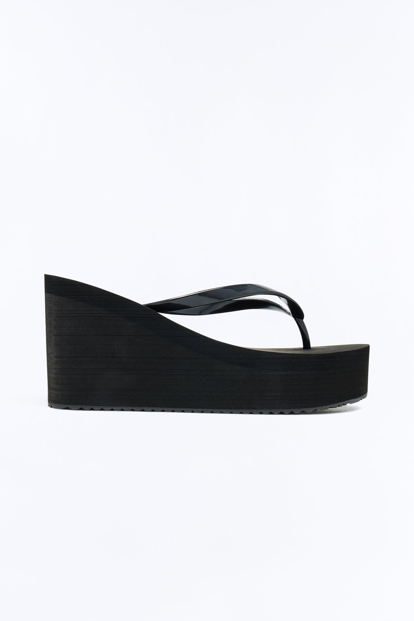 Saturday Thong Platform Wedges - Black