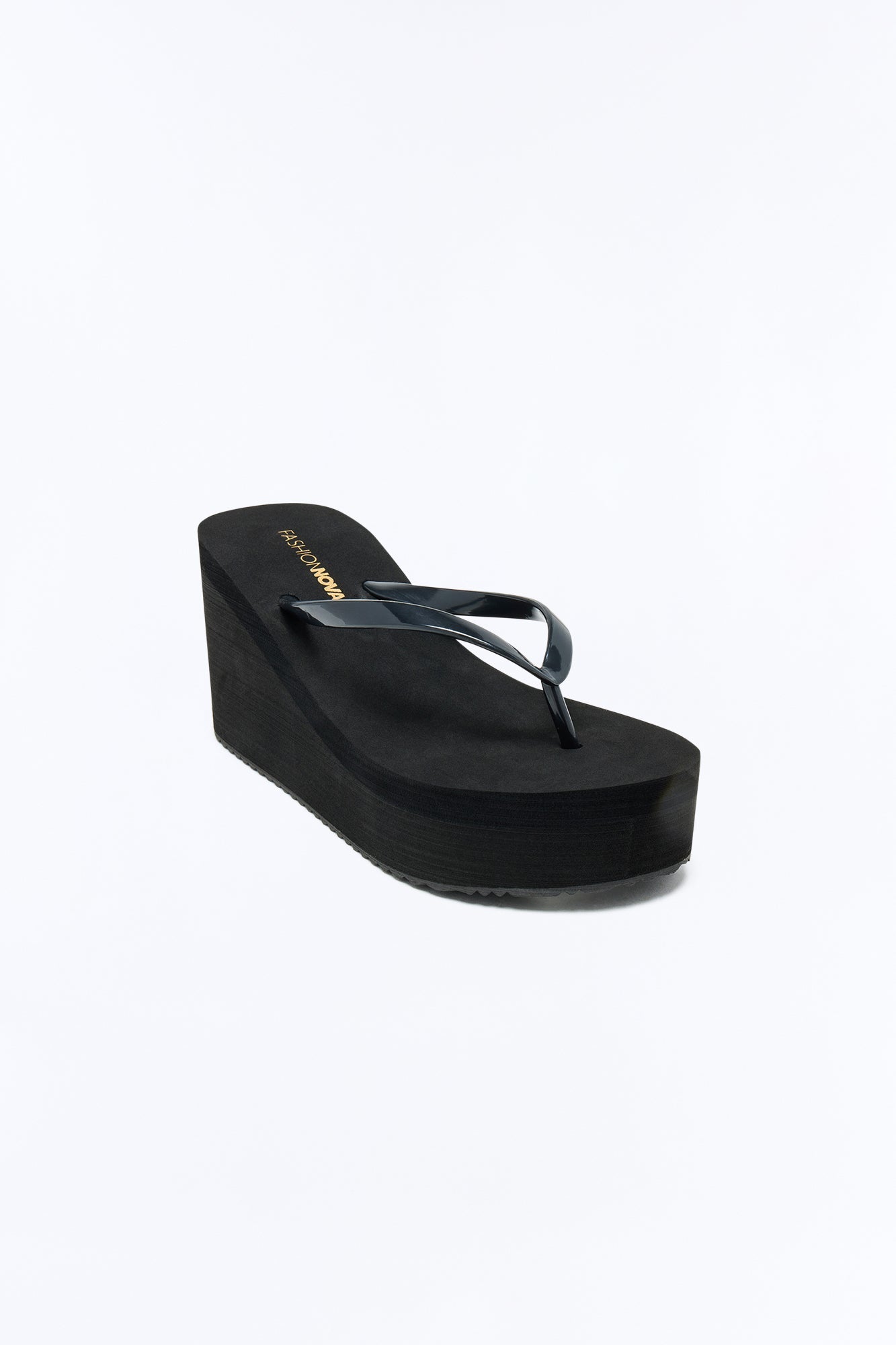 Saturday Thong Platform Wedges - Black