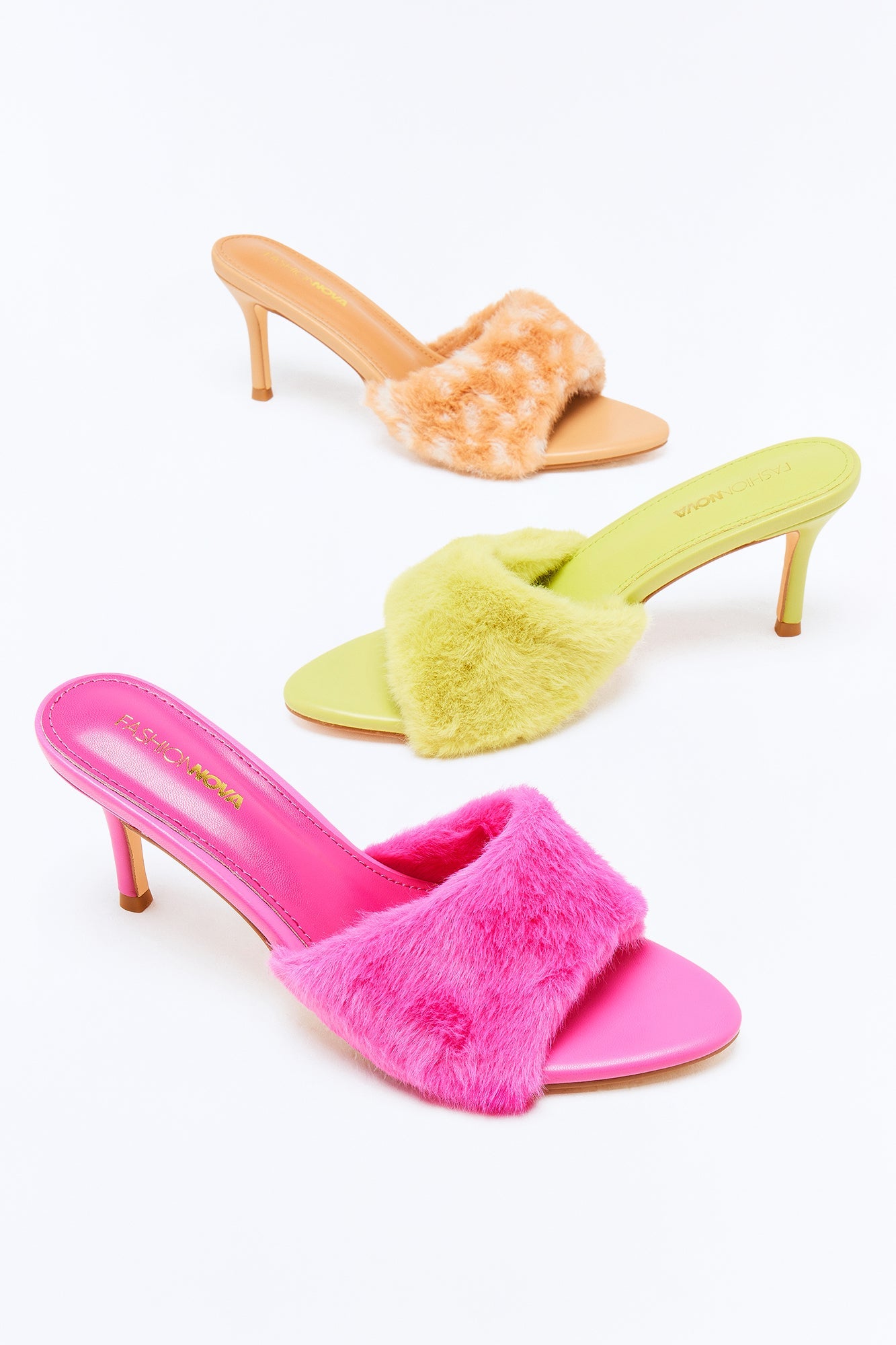 Nellie Faux Fur Trim Heels - Pink