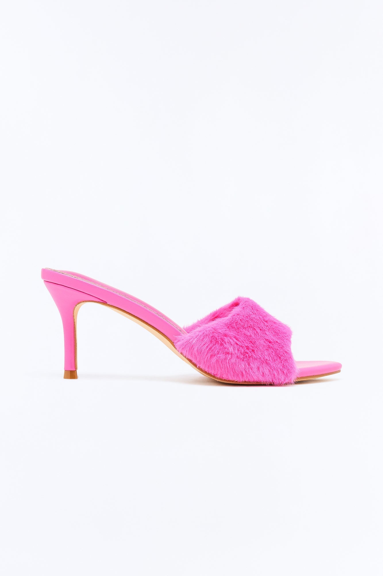 Nellie Faux Fur Trim Heels - Pink