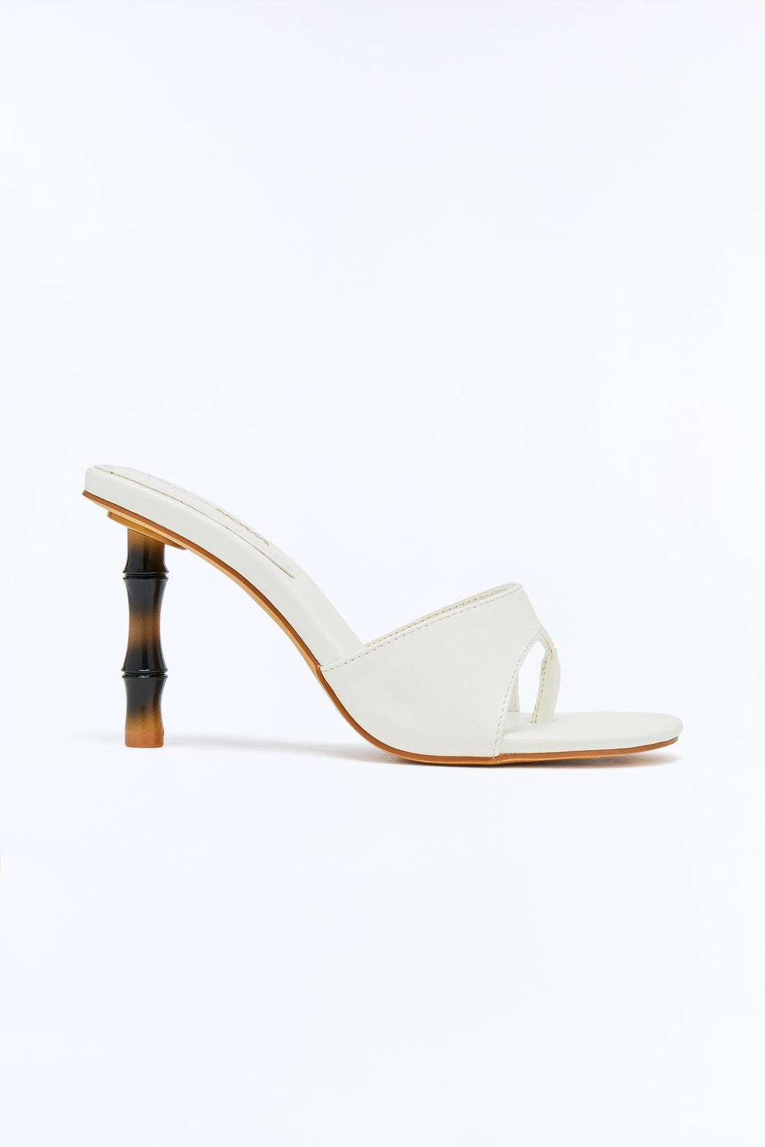Salma Bamboo Heel Mules - White