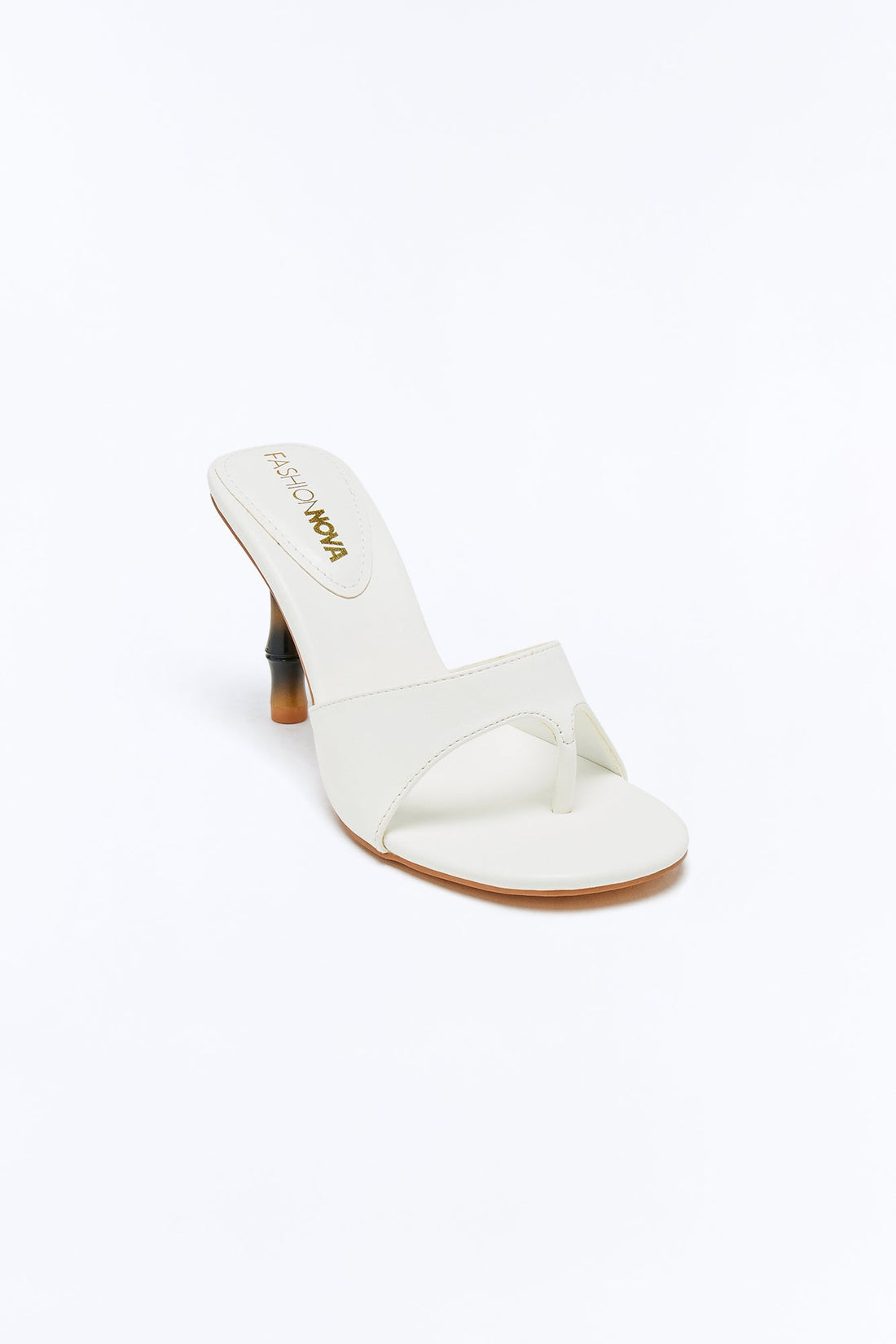 Salma Bamboo Heel Mules - White