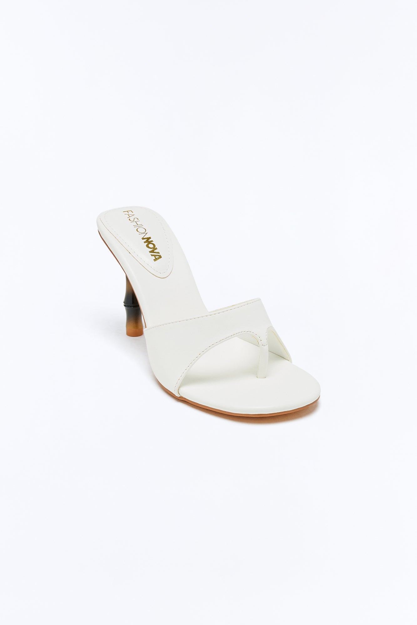 Salma Bamboo Heel Mules - White
