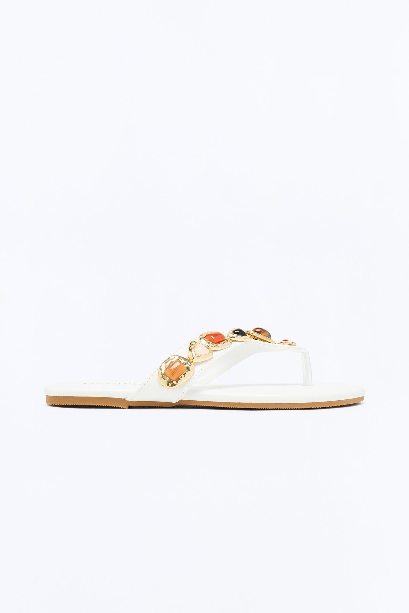 Vancesca Jewel Flip Flops - White