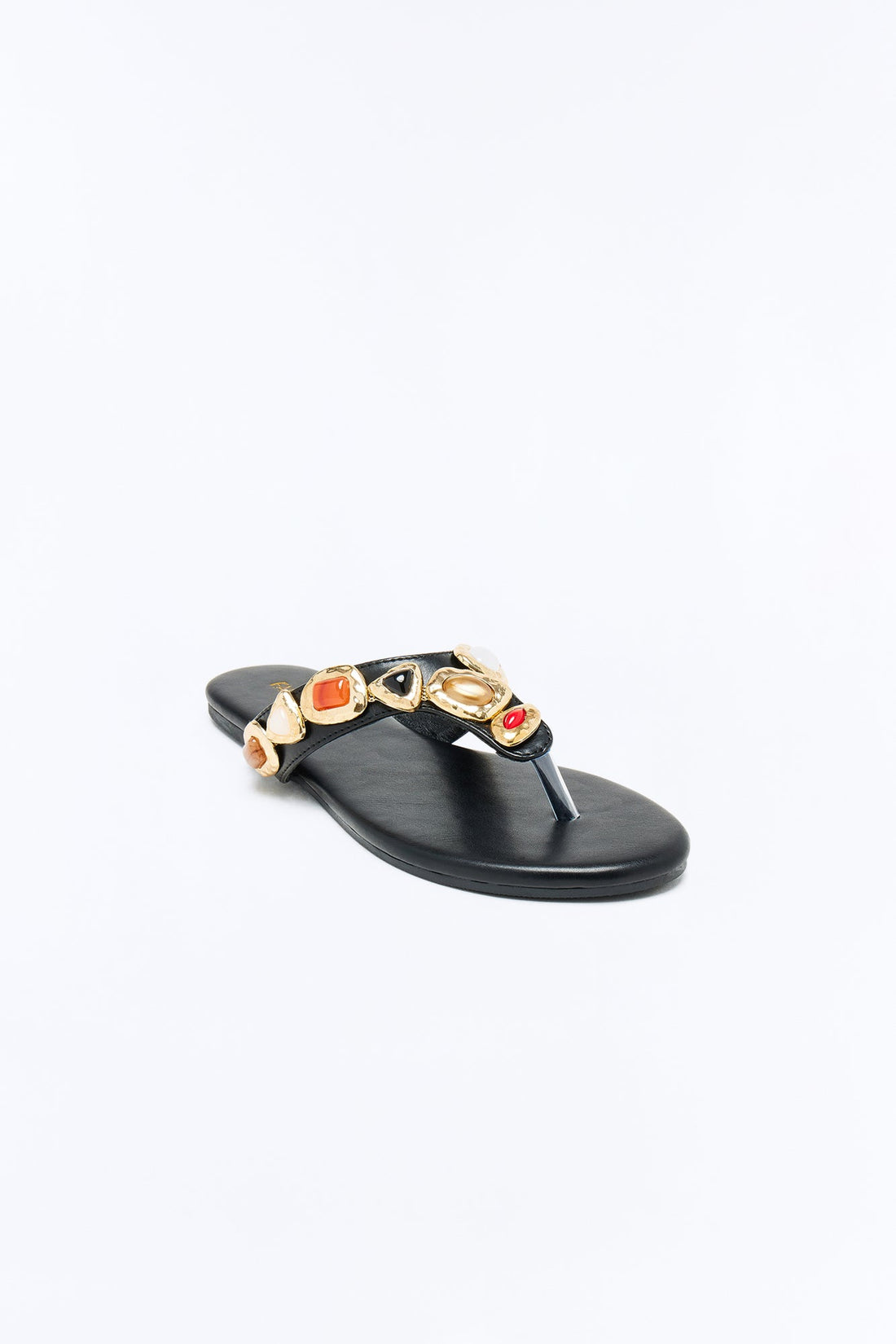 Vancesca Jewel Flip Flops - Black
