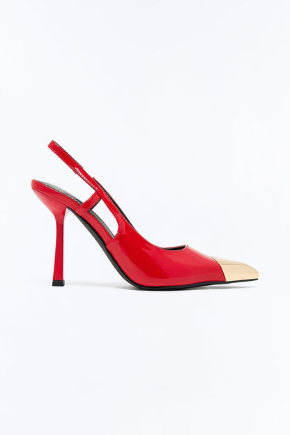 Liya Hardware Toe Slingback Pumps - Red
