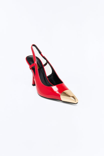 Liya Hardware Toe Slingback Pumps - Red