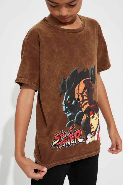 Mini Street Fighter Animated Short Sleeve Tee - Brown - Brown