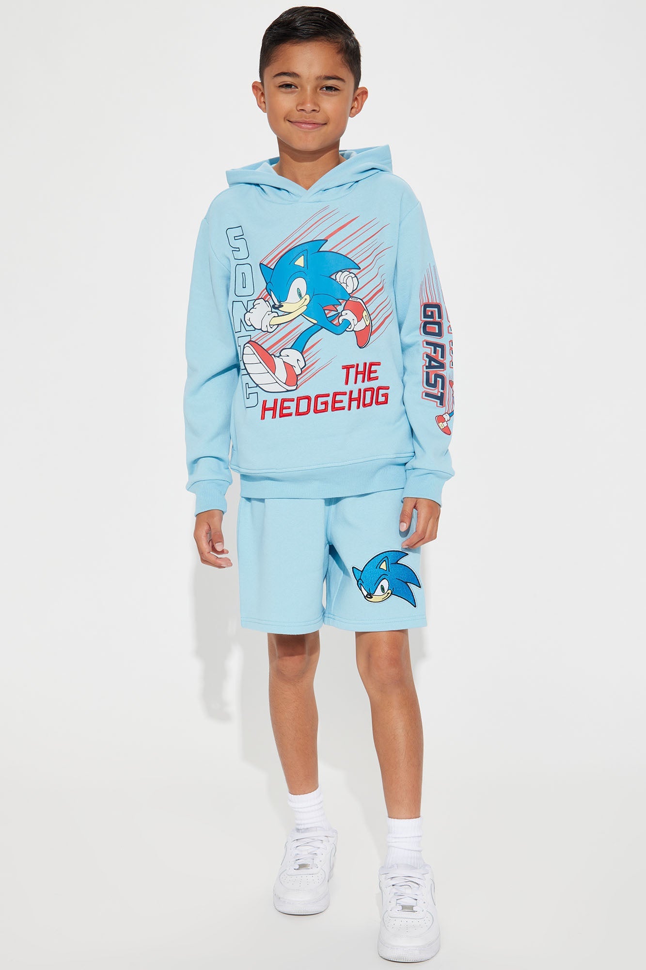 Mini Sonic Gotta Go Fast Fleece Short Set - Light Blue