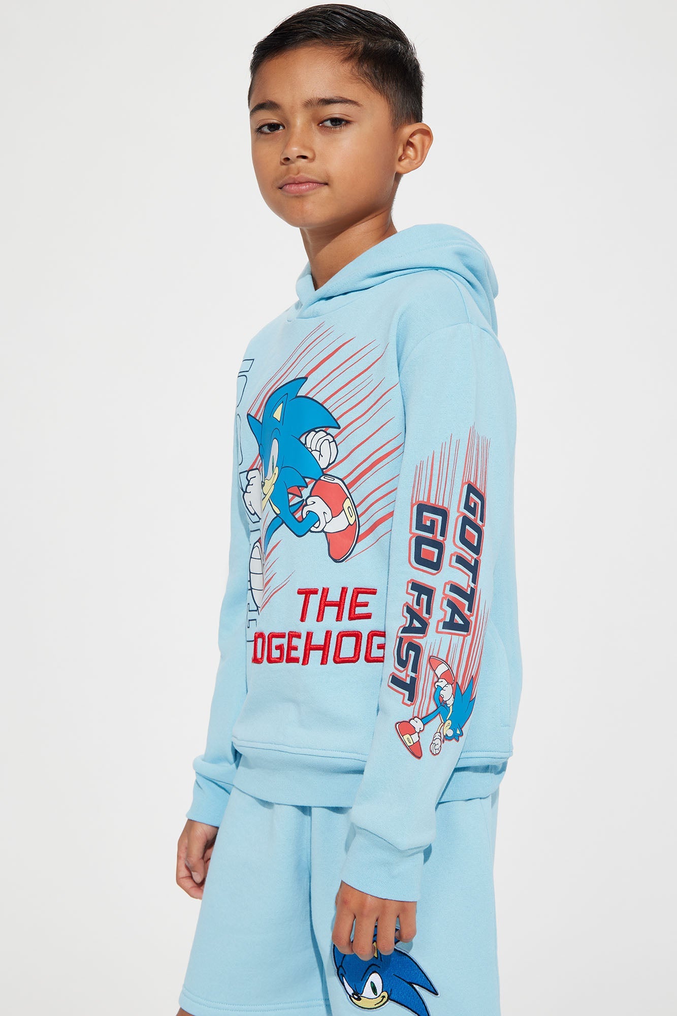 Mini Sonic Gotta Go Fast Fleece Short Set - Light Blue