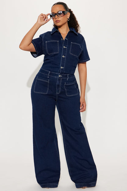 Adrianna Denim Jumpsuit - Dark Wash