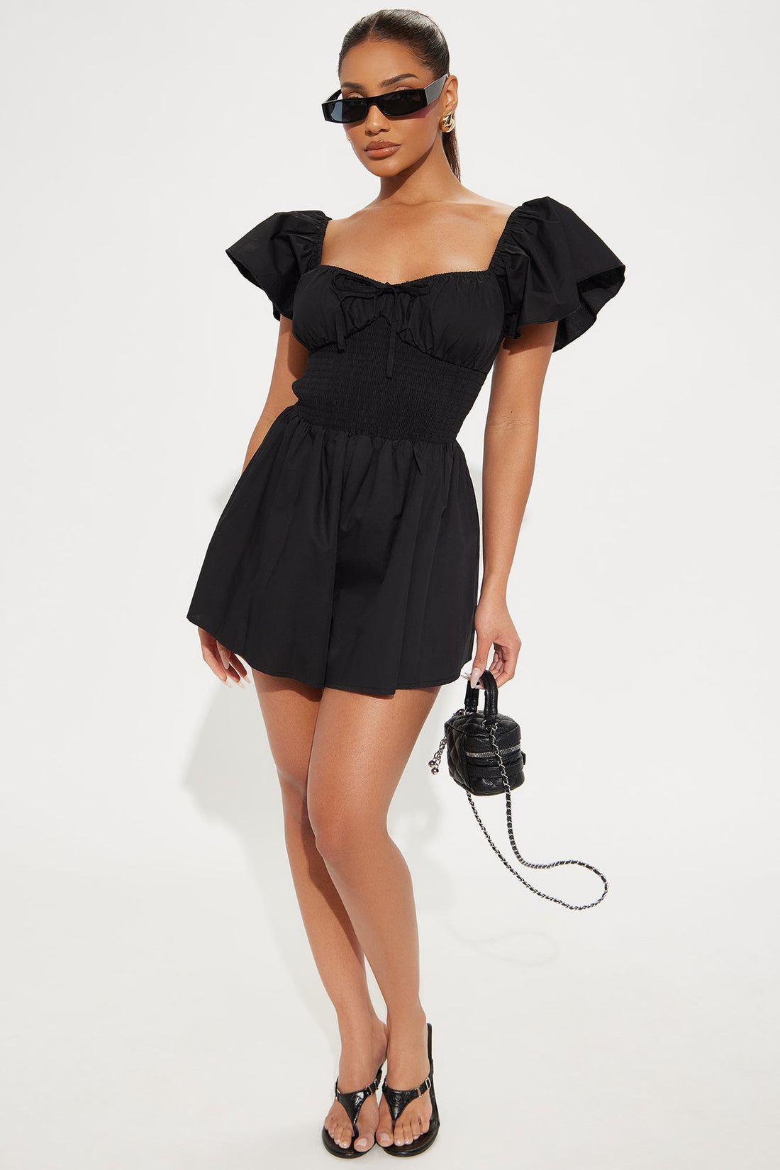 Marcia Poplin Romper - Black