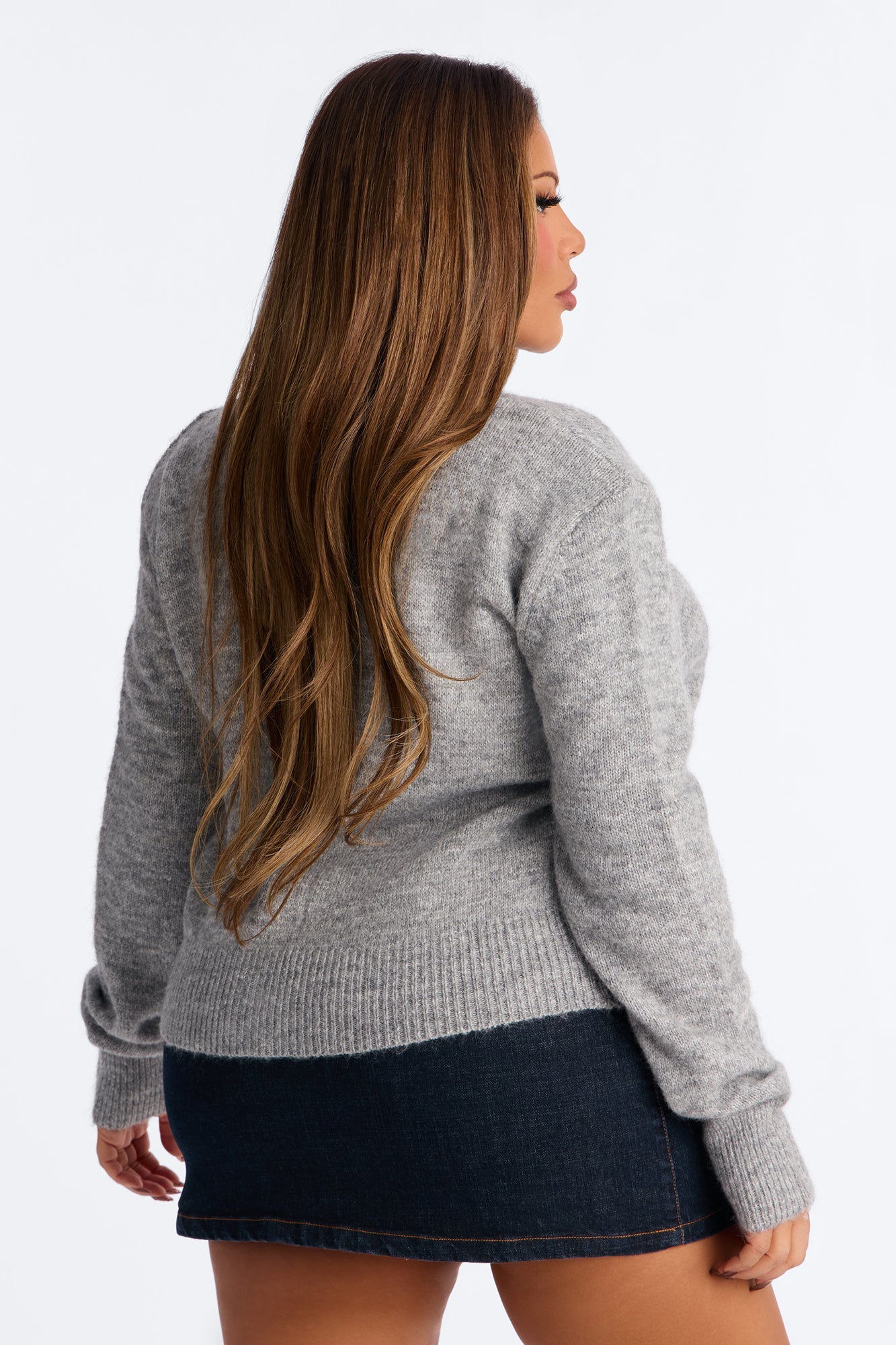 Honeymoon Stage Shoulder Pad Cardigan - Grey
