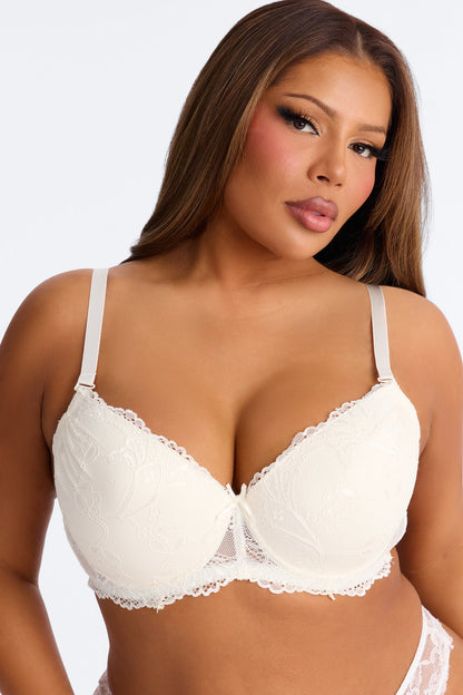 Daily Lover Lace Demi Extreme Push Up Bra - Ivory