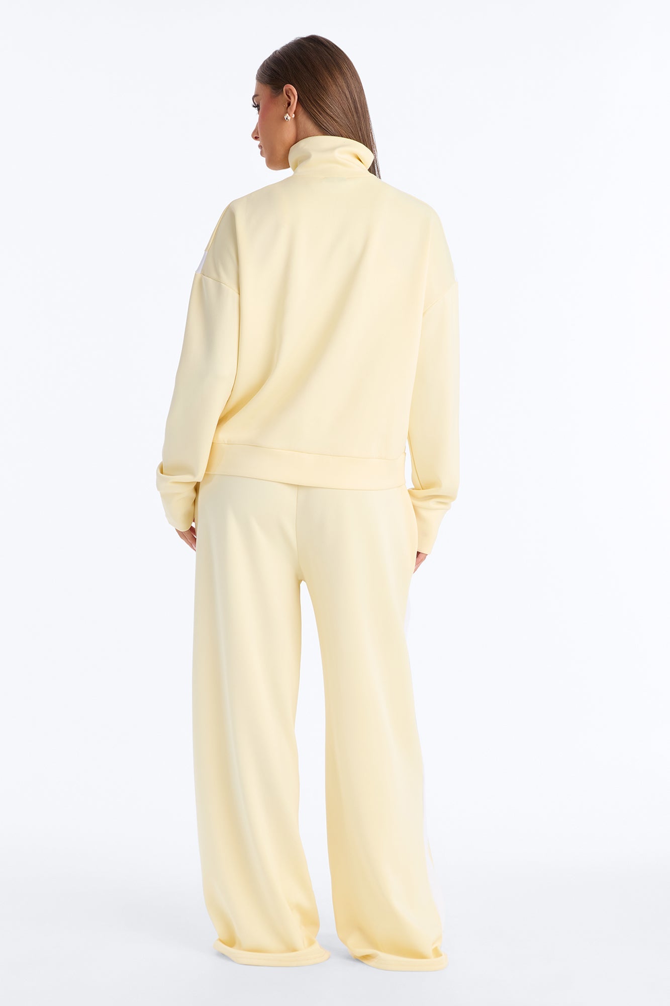 Stacy Scuba Zip Up Pant Set - Yellow