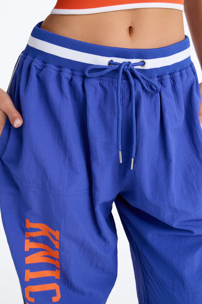 NBA New York Knicks Patchwork Cargo Wide Leg Pant - Royal