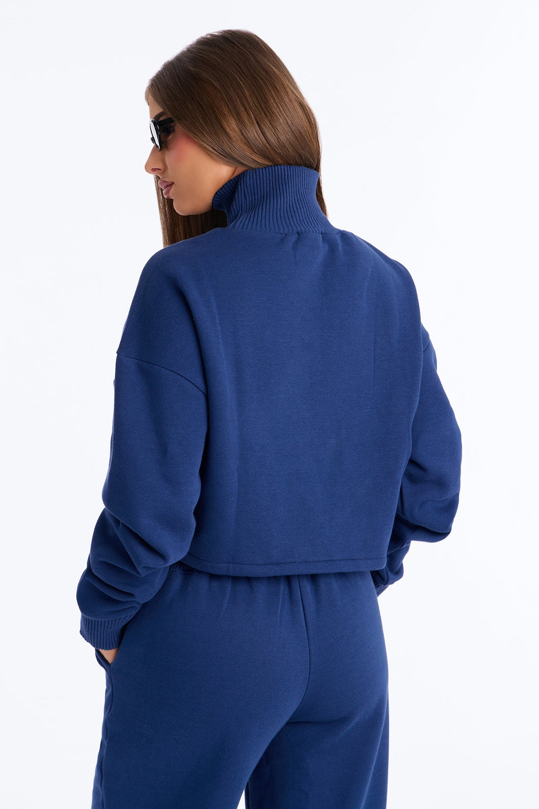 Jada Turtle Neck Fleece Sweatshirt - Navy