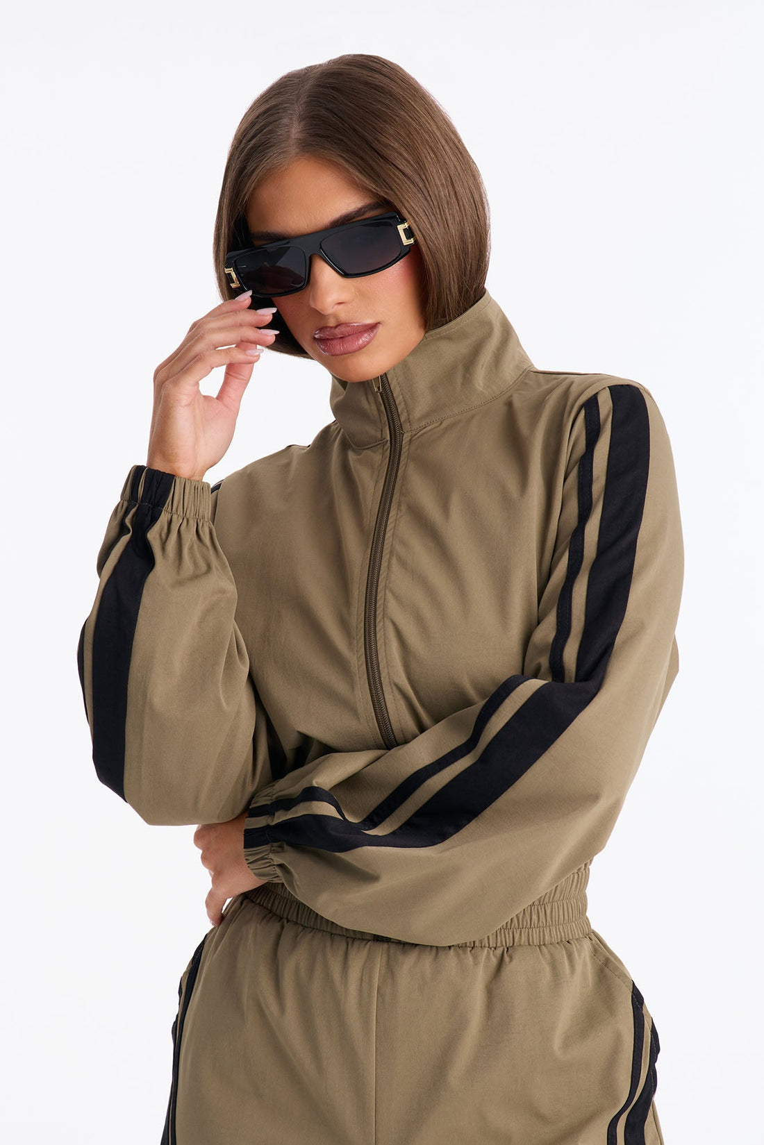 On The Run Mock Neck Jumpsuit - Olive