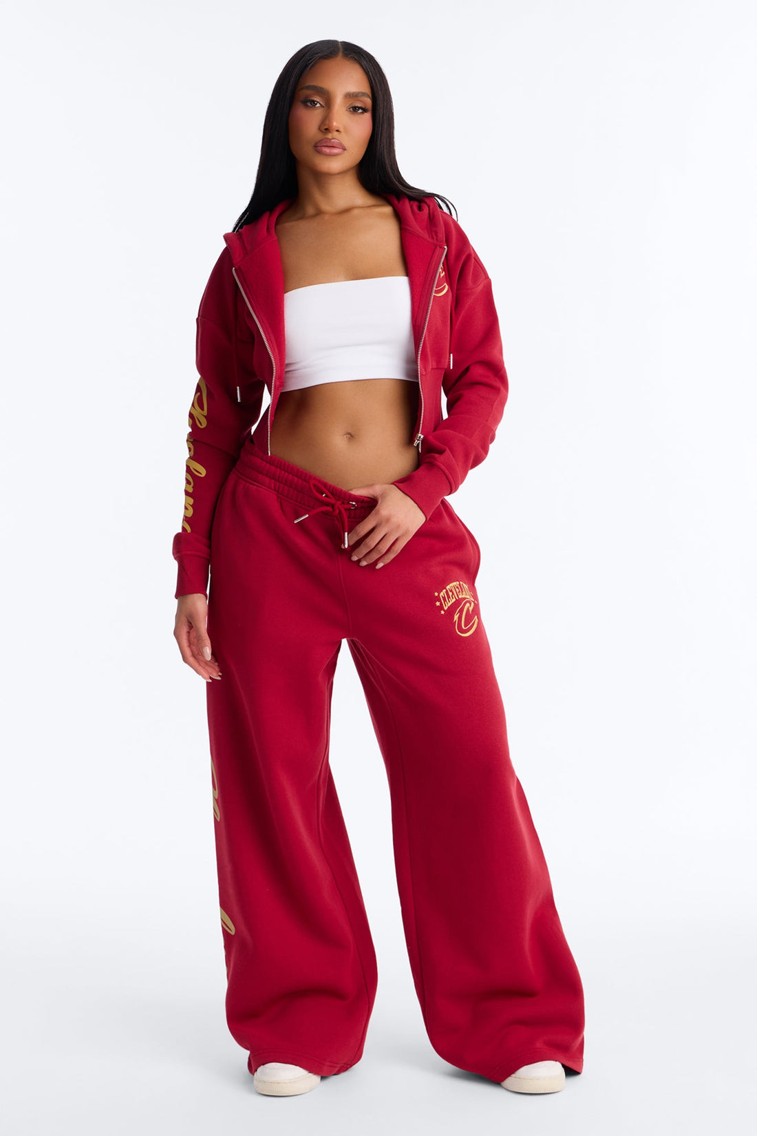 NBA Cleveland Cavaliers Fleece Wide Leg Pants - Wine