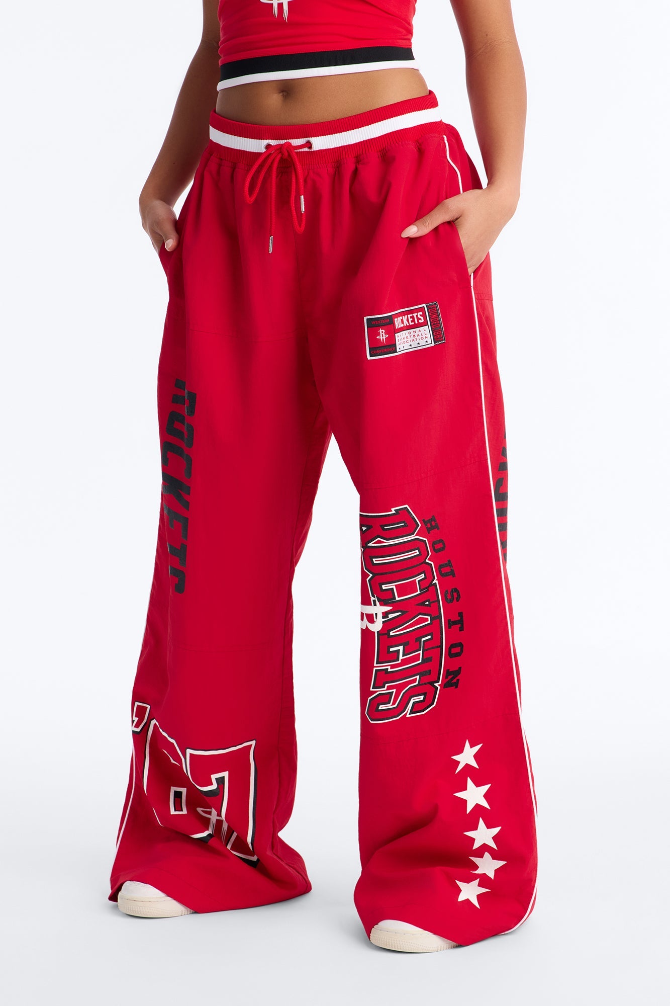 NBA Houston Rockets Patchwork Cargo Wide Leg Pant - Red
