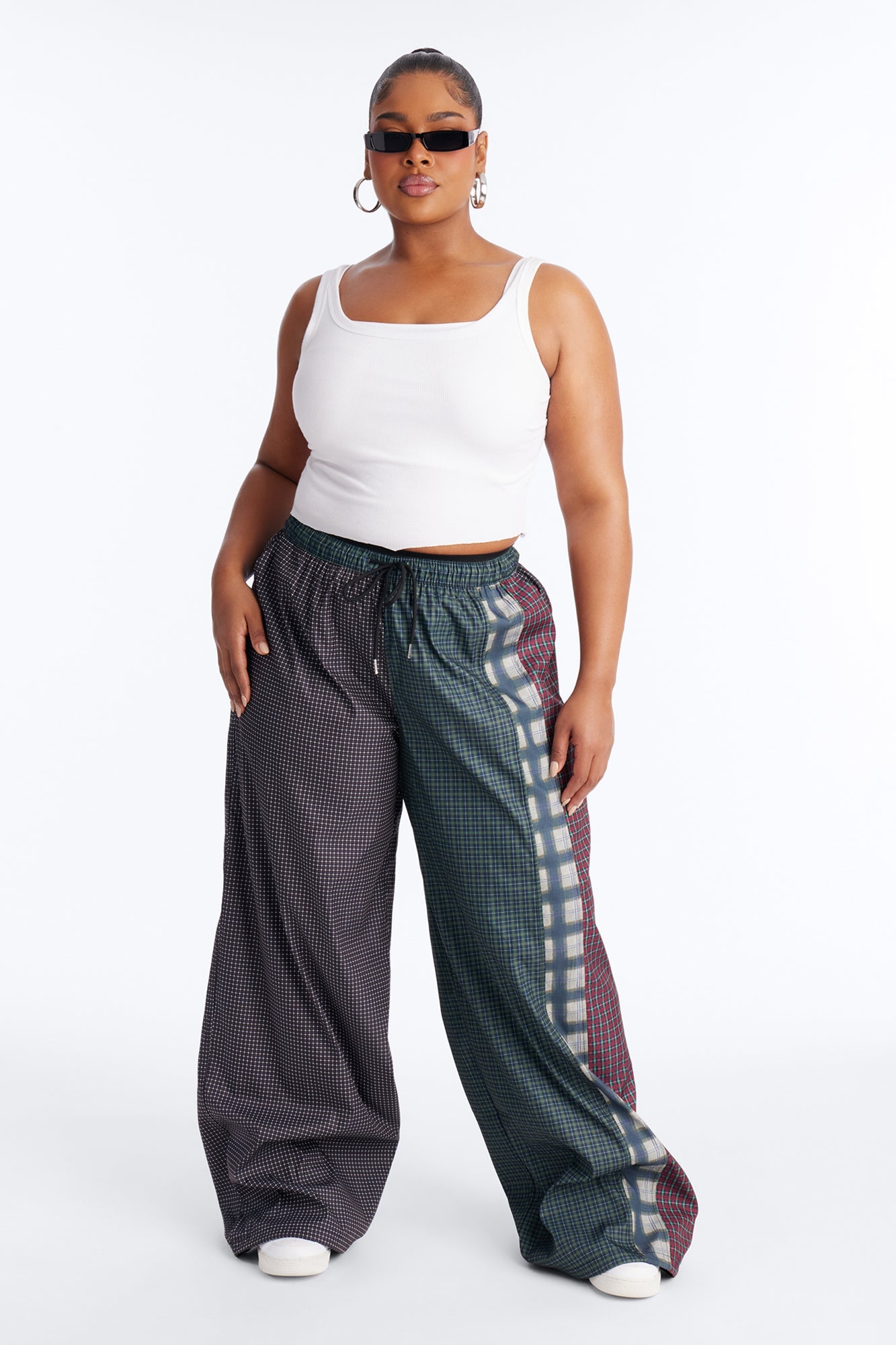 Chill But Killer Mixed Plaid Windbreaker Pant 33″ - Grey/combo