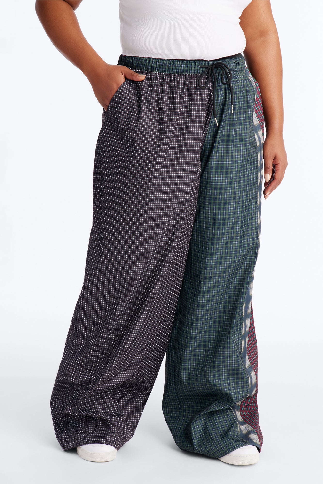 Chill But Killer Mixed Plaid Windbreaker Pant 33″ - Grey/combo