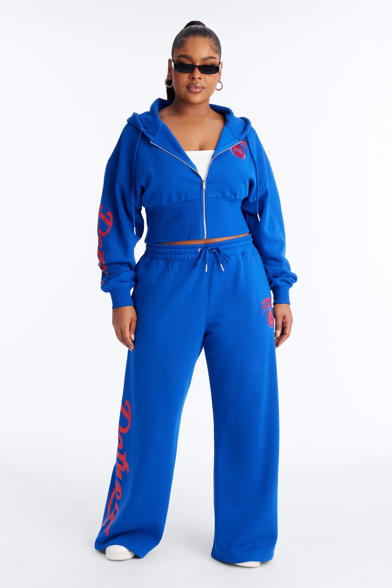 NBA Detroit Pistons Fleece Wide Leg Pants - Royal