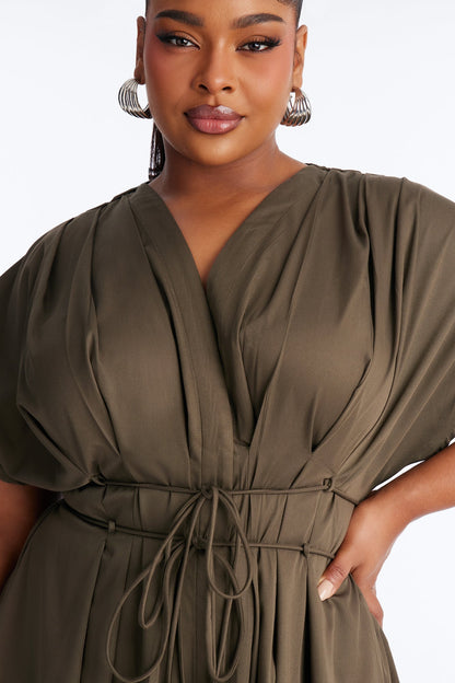 Maya Tie Waist Maxi Dress - Olive