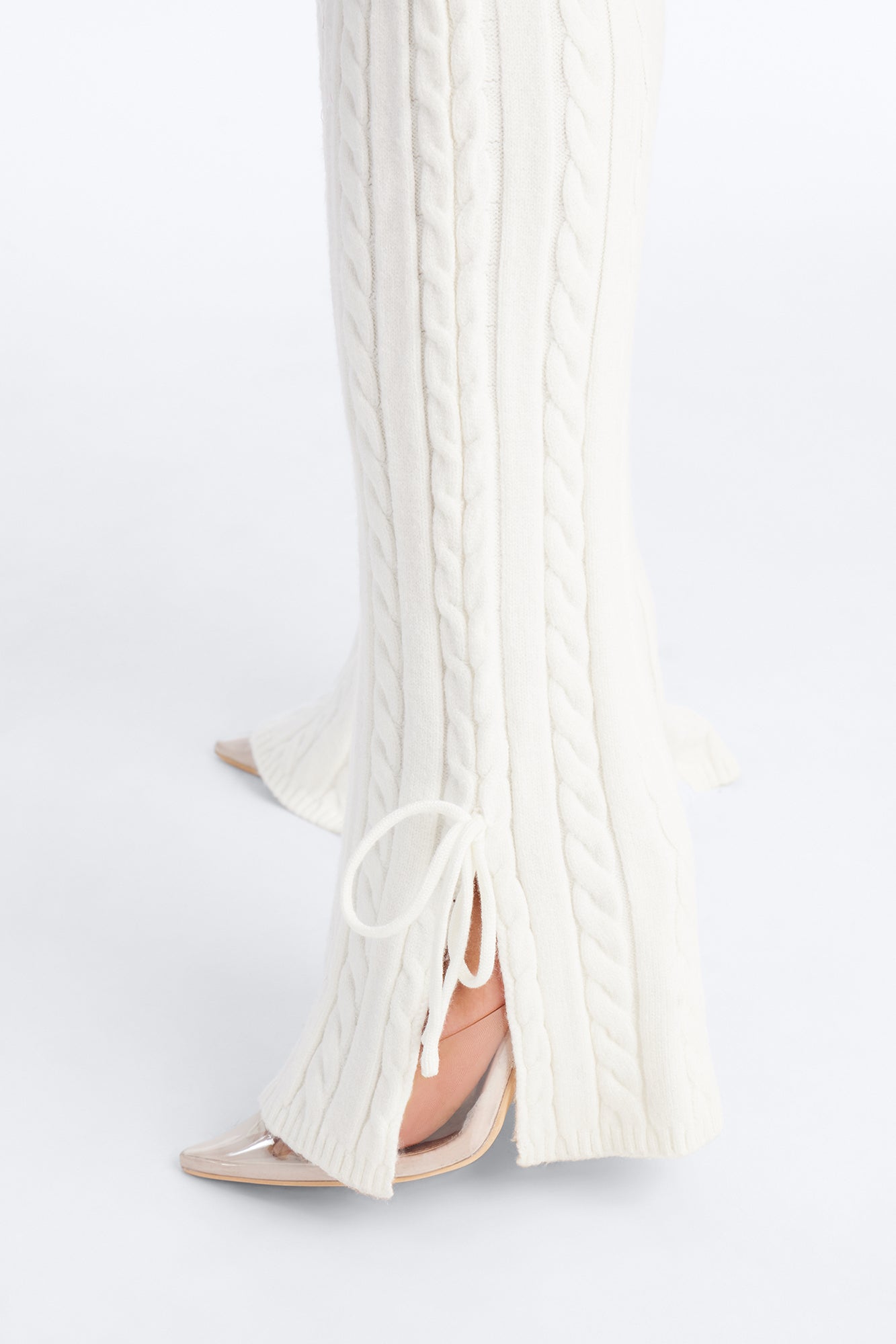 Mikayla Off Shoulder Sweater Pant Set - Cream