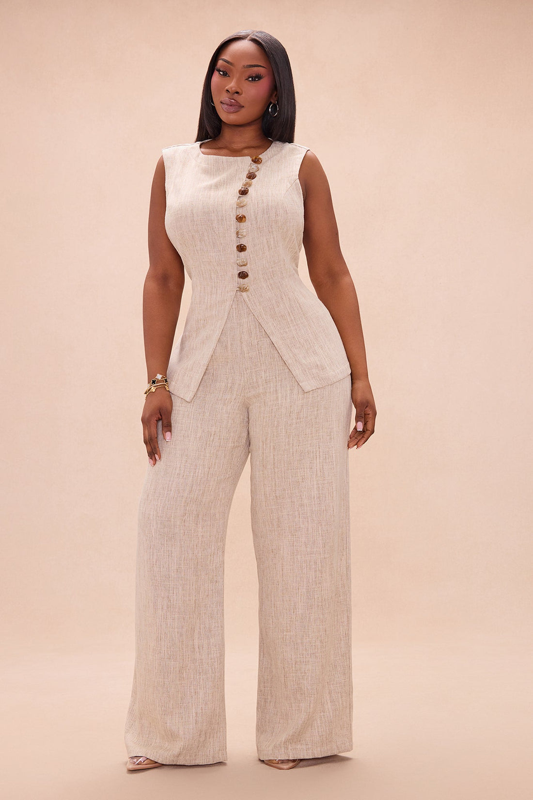 Mitzy Linen Pant Set - Tan