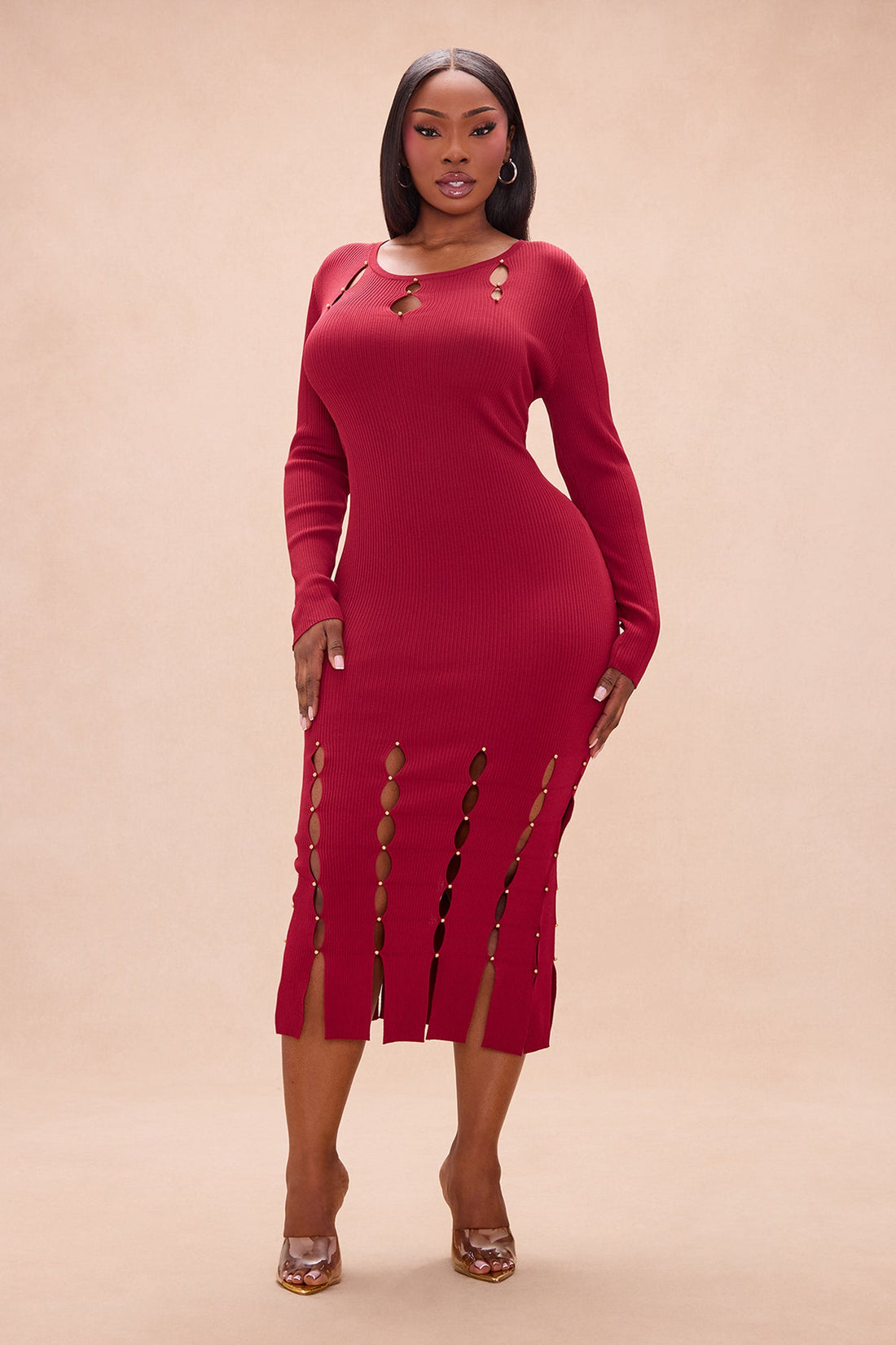 Maryna Cut Out Maxi Dress - Wine