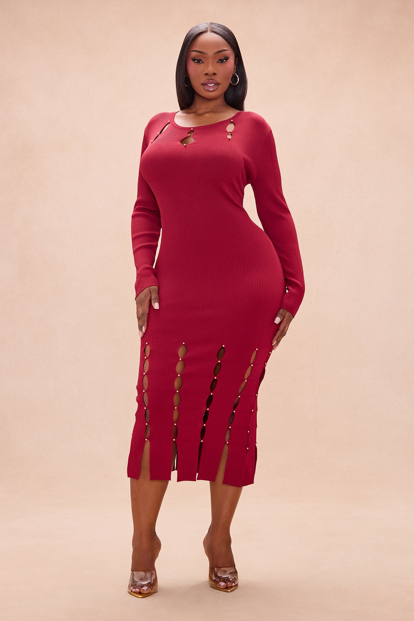 Maryna Cut Out Maxi Dress - Wine