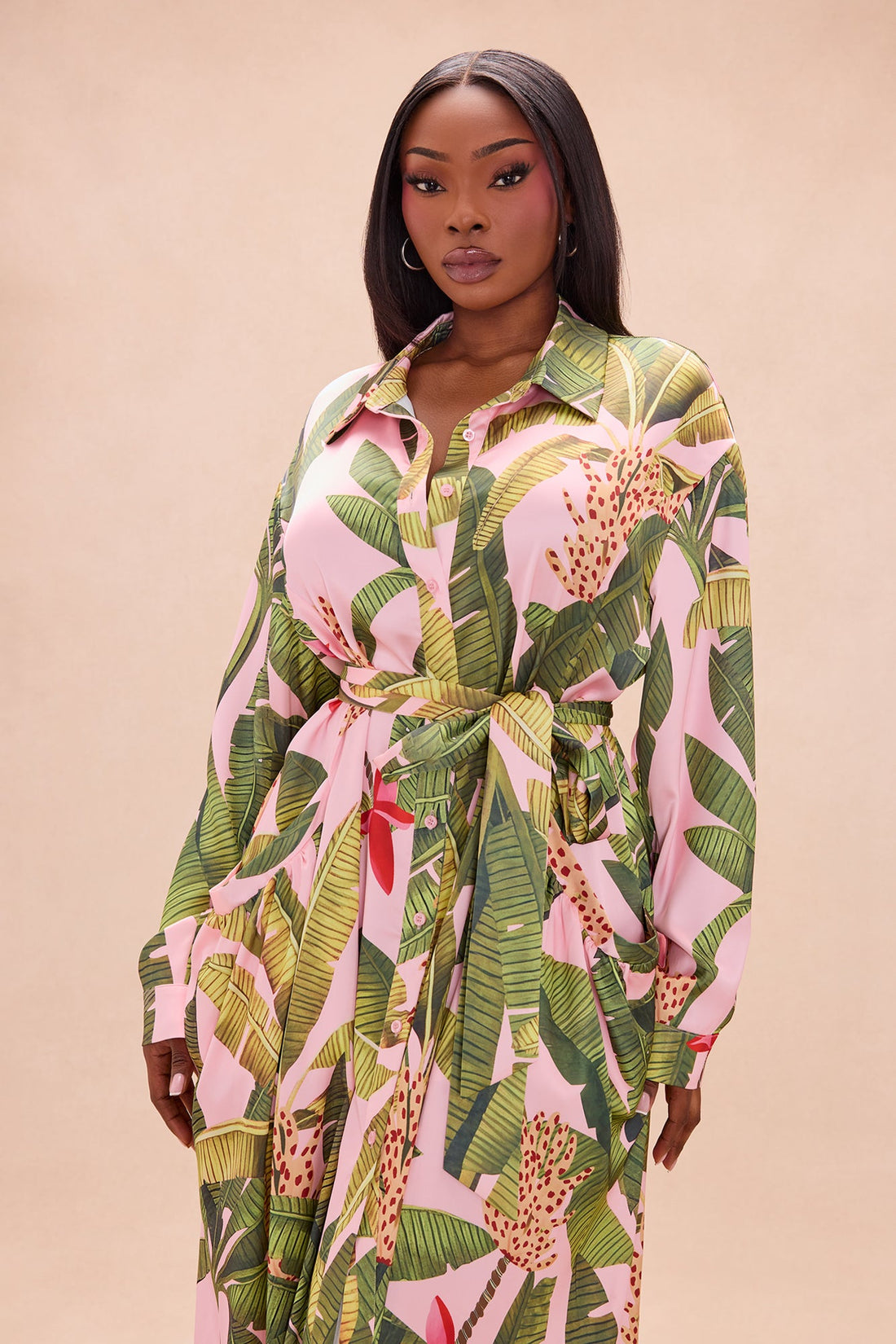 Getaway Vibe Satin Maxi Dress - Pink/combo