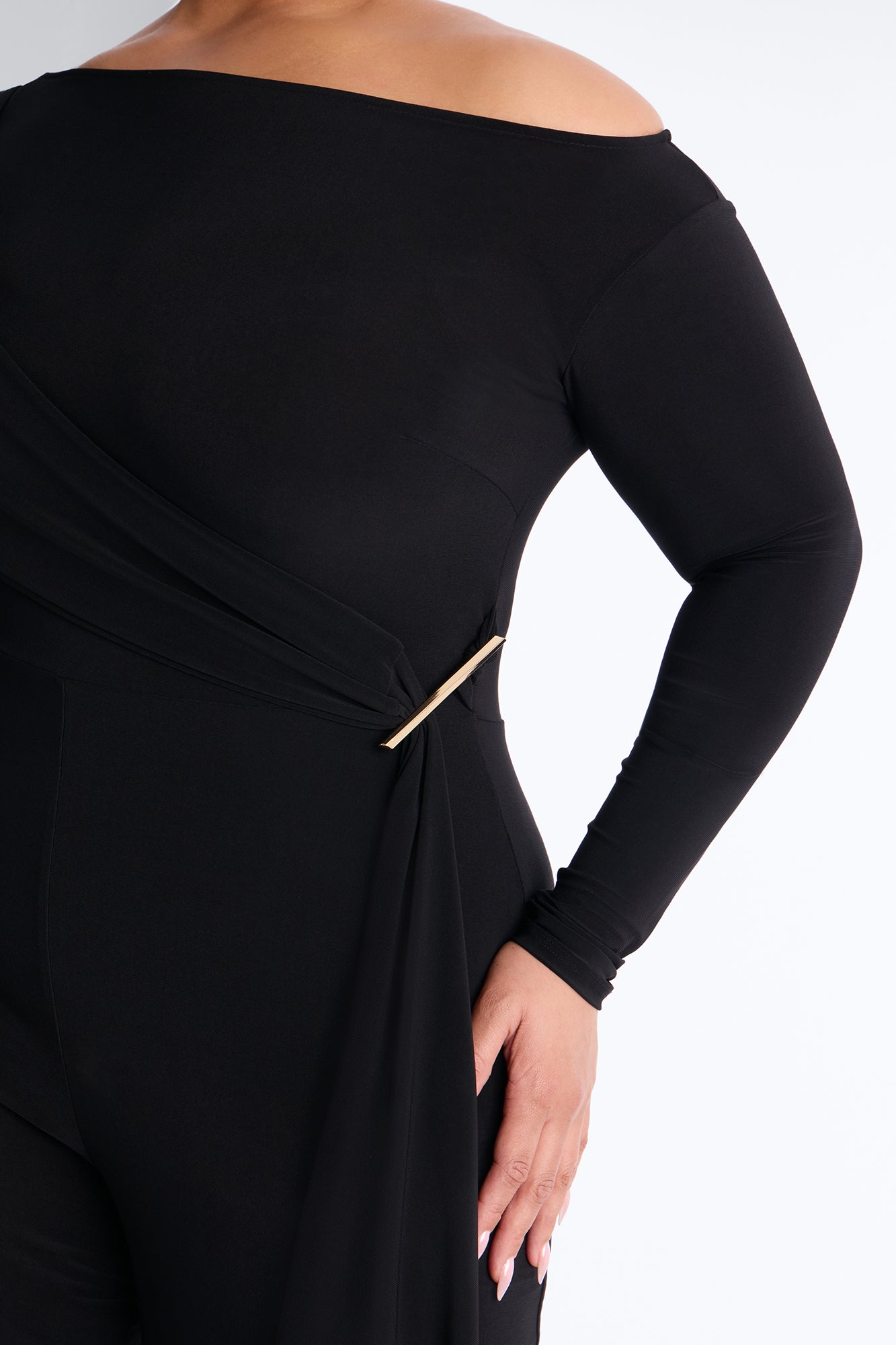 Adri Draped Wide Leg Jumpsuit - Black