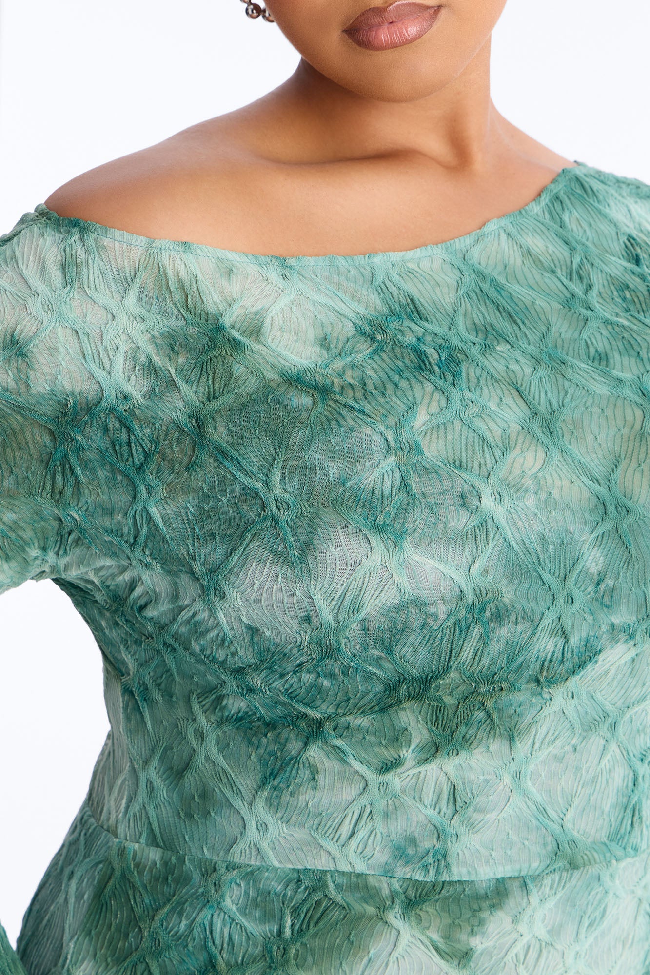 Riannon Textured Tie Dye Maxi Dress - Green/combo