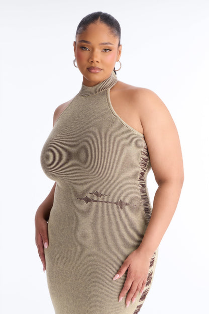Melrose Distressed Sweater Maxi Dress - Olive/combo