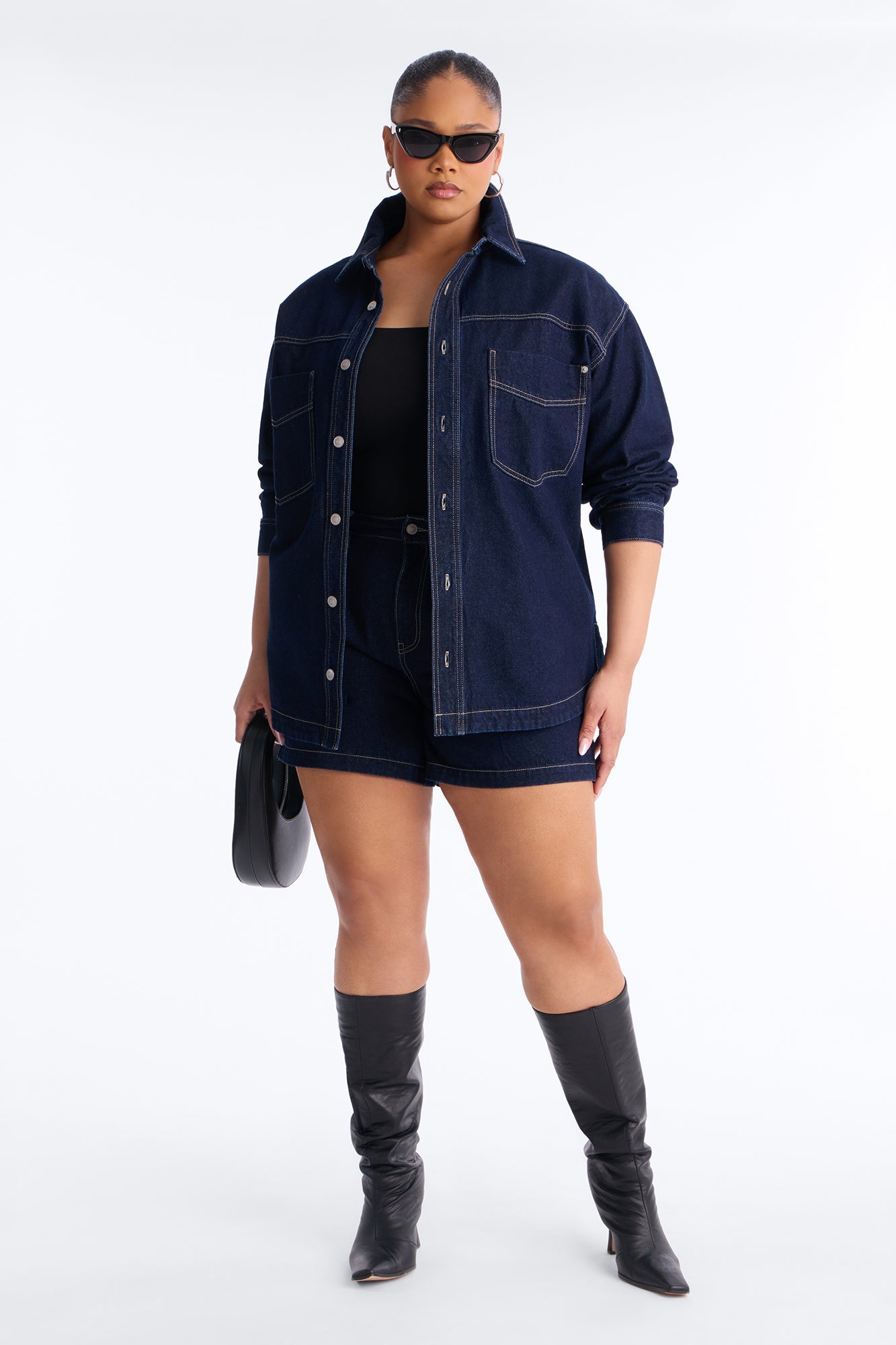 Night Borough Denim Shacket - Dark Wash