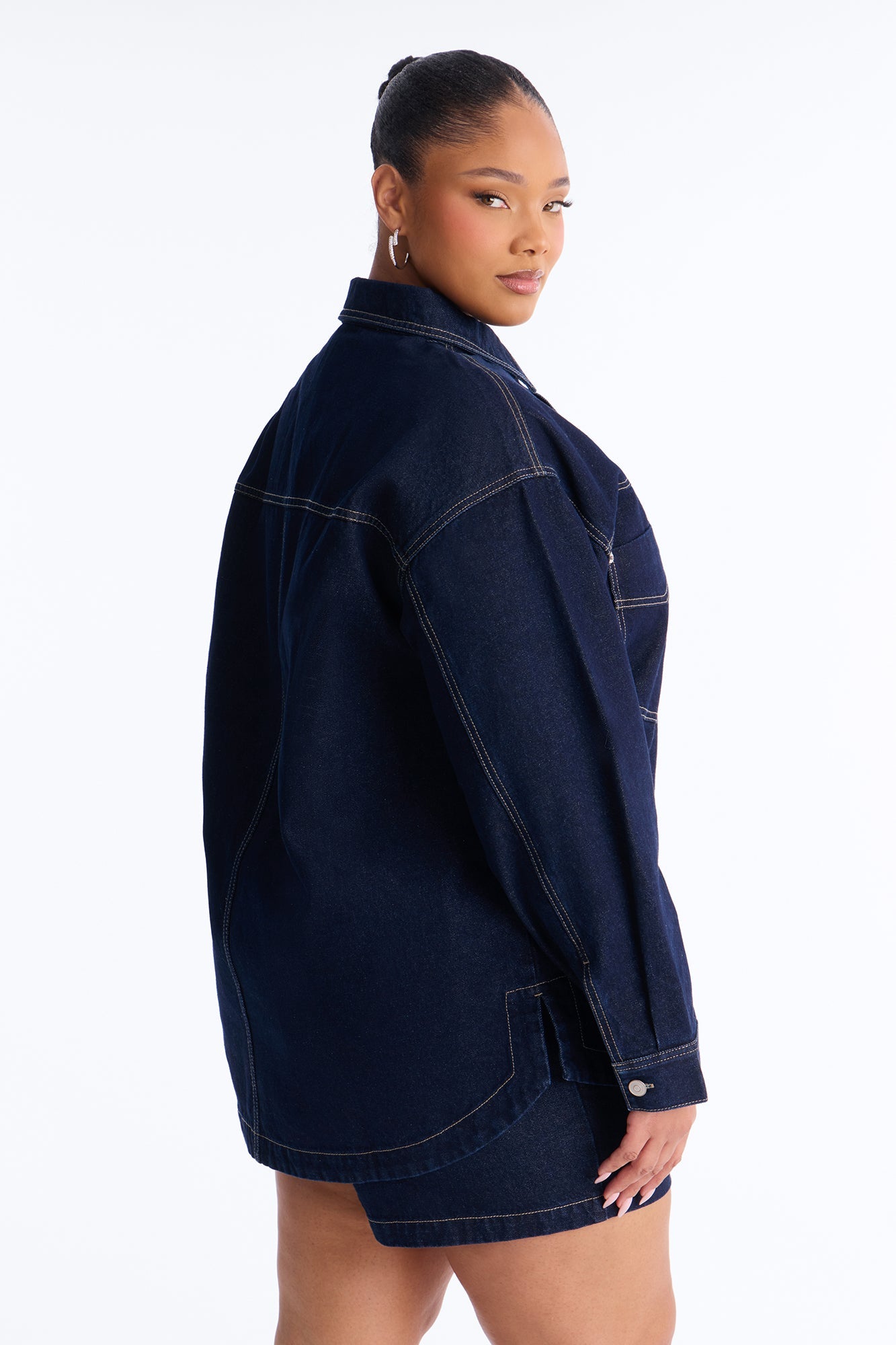 Night Borough Denim Shacket - Dark Wash