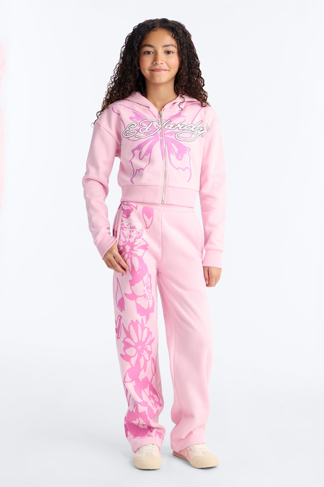 Mini Ed Hardy Butterfly Fleece Zip Hoodie - Pink