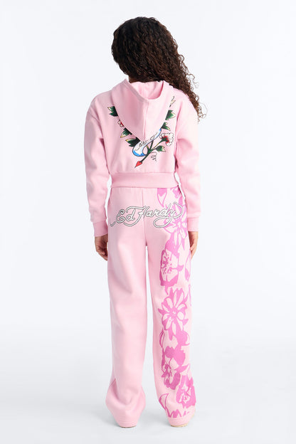 Mini Ed Hardy Butterfly Fleece Zip Hoodie - Pink