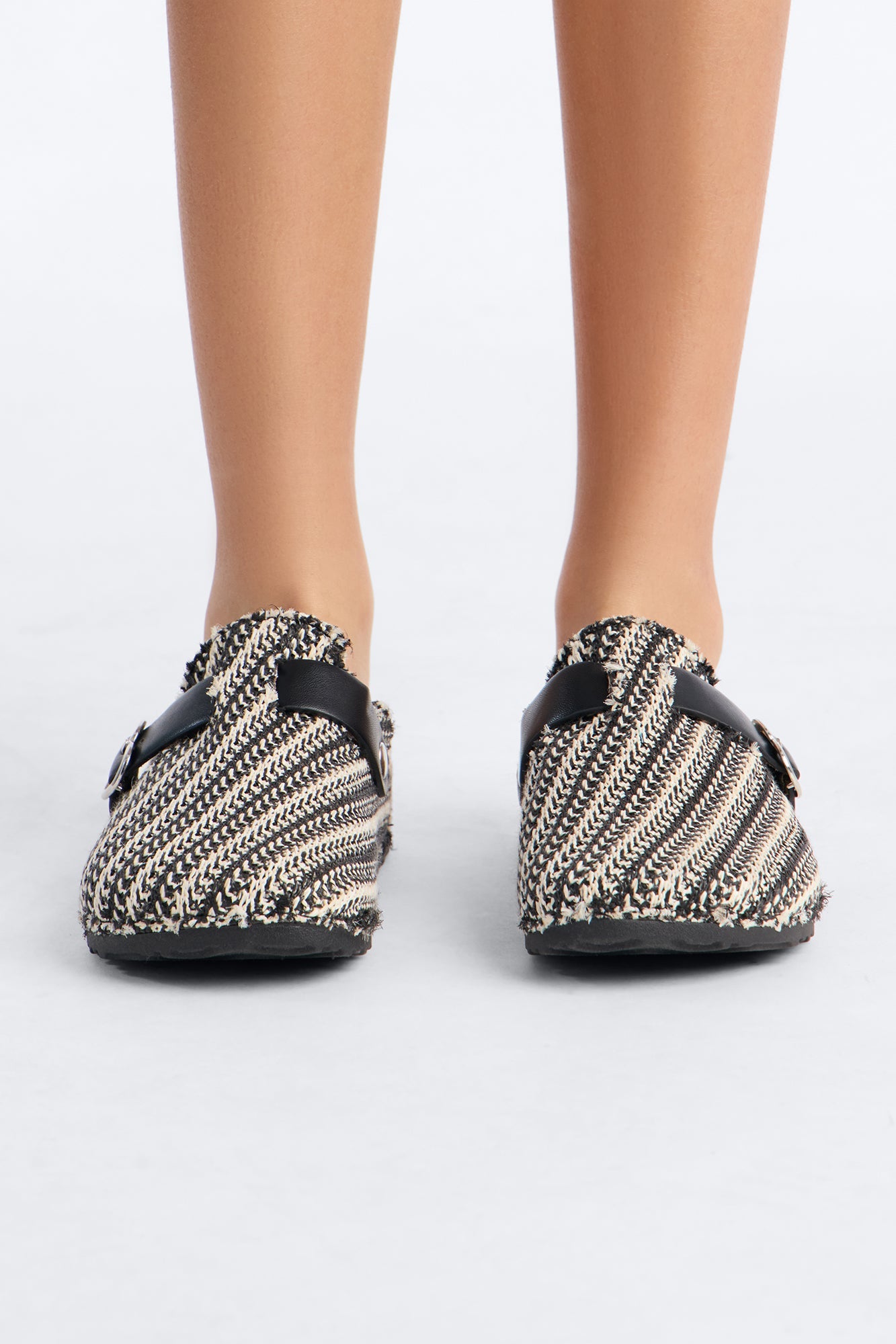 Mini See You Around Woven Clogs - Black/White