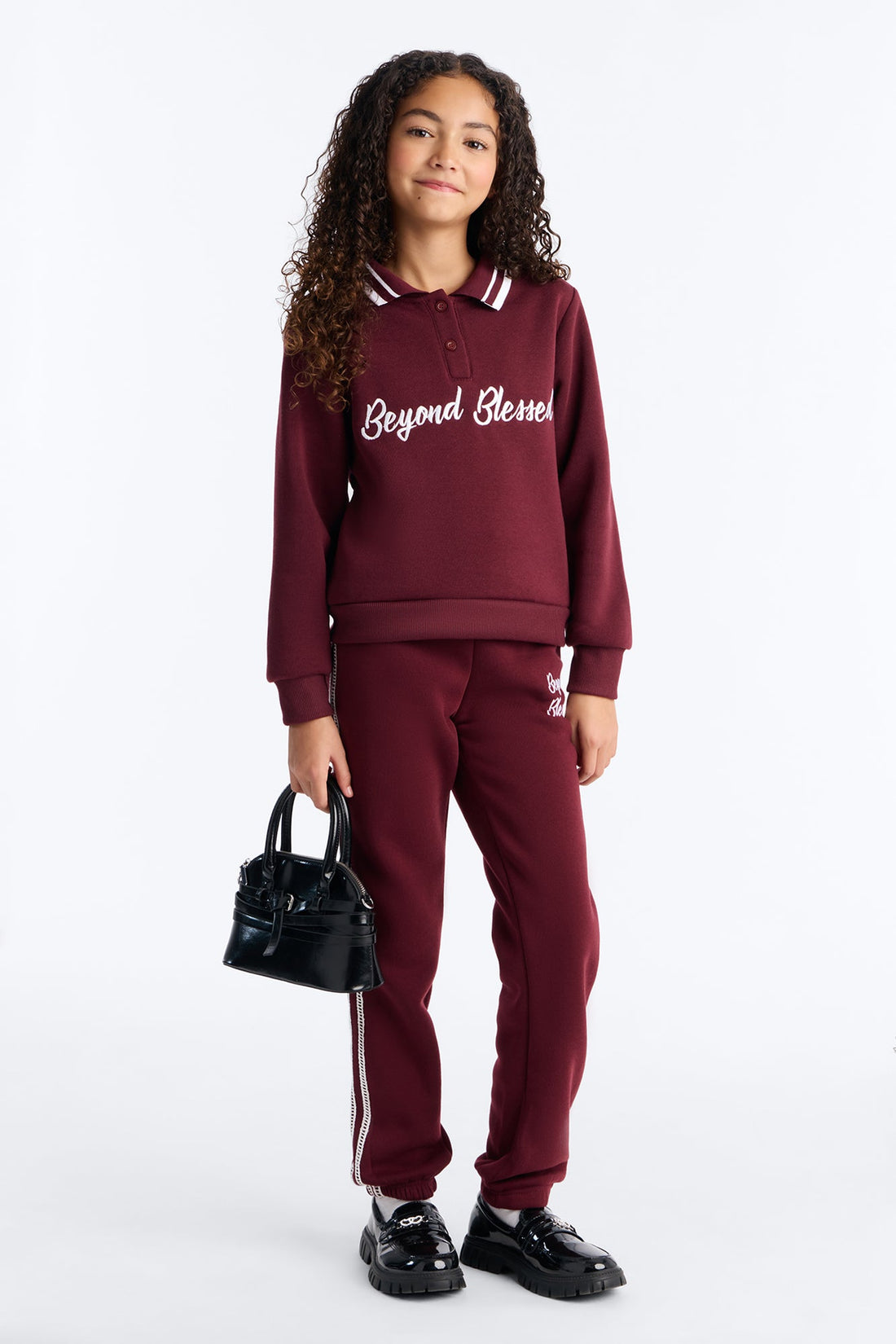 Mini Beyond Blessed 98 Jogger Pant Set - Burgundy